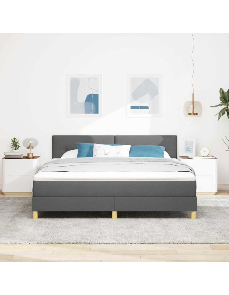 Letto a Sorgente LED Grigio scuro 180 x 200 cm Tessuto