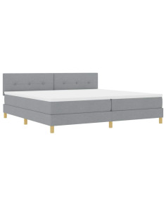 Letto a Sorgente LED Grigio chiaro 200 x 200 cm Tessuto 2