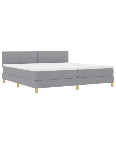 Letto a Sorgente LED Grigio chiaro 200 x 200 cm Tessuto
