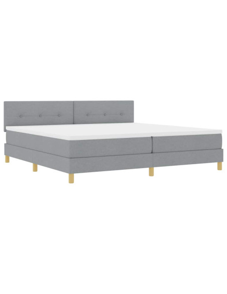 Letto a Sorgente LED Grigio chiaro 200 x 200 cm Tessuto