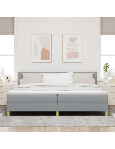 Letto a Sorgente LED Grigio chiaro 200 x 200 cm Tessuto