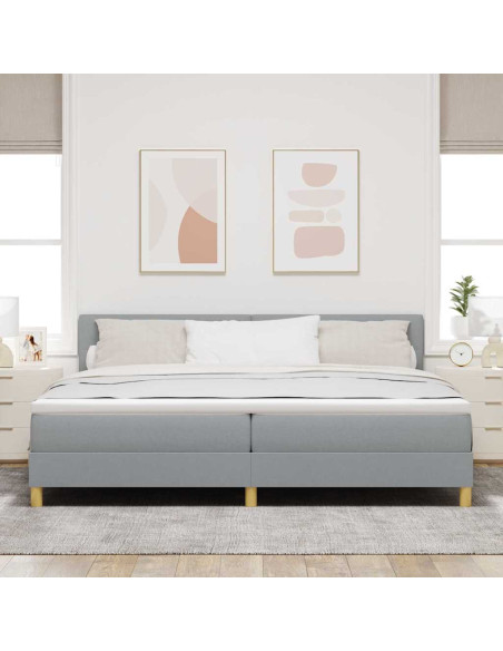 Letto a Sorgente LED Grigio chiaro 200 x 200 cm Tessuto