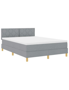 Letto a Sorgente LED Grigio chiaro 140 x 190 cm Tessuto 2