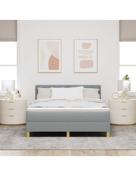 Letto a Sorgente LED Grigio chiaro 140 x 190 cm Tessuto