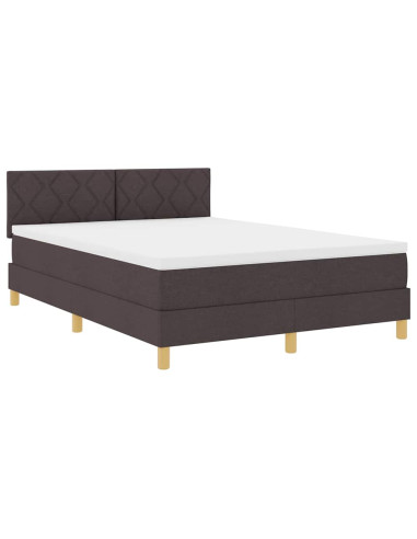 Letto a Sorgente LED Marrone Scuro 140 x 190 cm Tessuto