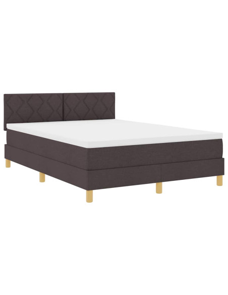 Letto a Sorgente LED Marrone Scuro 140 x 190 cm Tessuto
