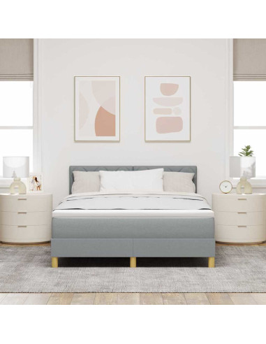 Letto a Sorgente LED Grigio chiaro 140 x 200 cm Tessuto