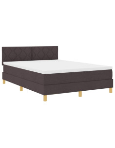 Letto a Sorgente LED Marrone Scuro 140 x 200 cm Tessuto 2