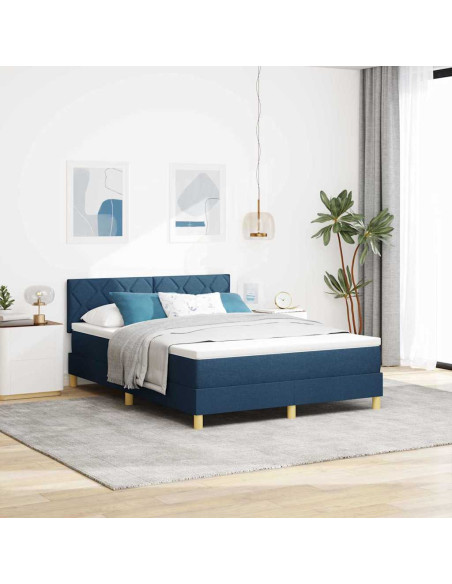 Letto a Sorgente LED con strisce LED Blu 140 x 200 cm Tessuto