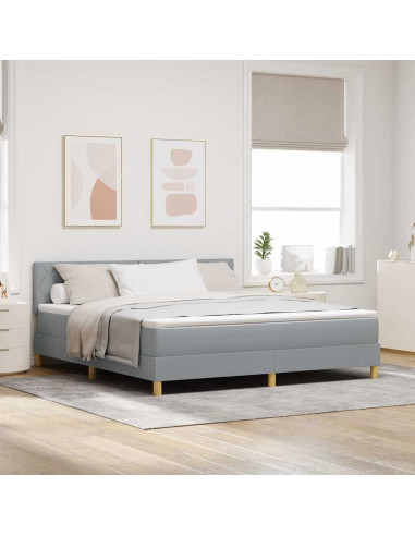 Letto a Sorgente LED Grigio chiaro 180 x 200 cm Tessuto