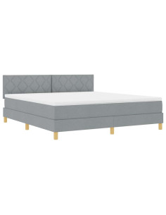 Letto a Sorgente LED Grigio chiaro 180 x 200 cm Tessuto 2