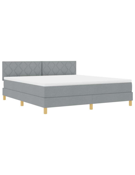 Letto a Sorgente LED Grigio chiaro 180 x 200 cm Tessuto