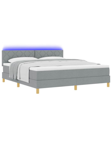 Letto a Sorgente LED Grigio chiaro 180 x 200 cm Tessuto