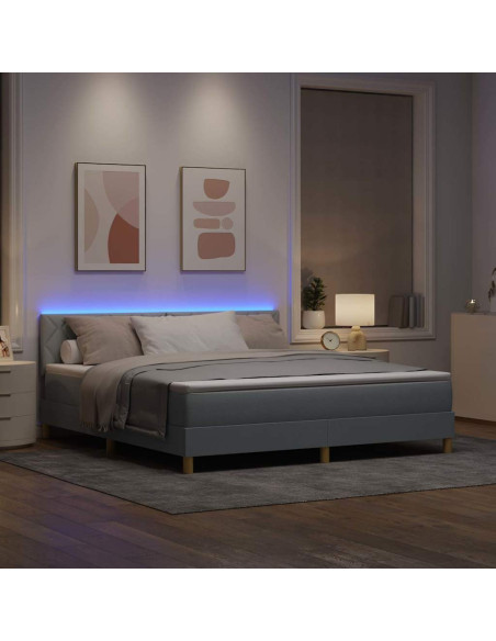 Letto a Sorgente LED Grigio chiaro 180 x 200 cm Tessuto
