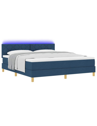 Letto a Sorgente LED con strisce LED Blu 180 x 200 cm Tessuto