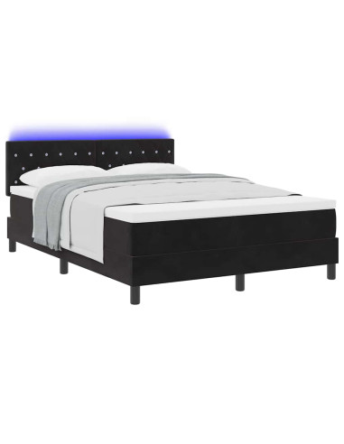 Letto a Sorgente LED con materasso Nero 140 x 200 cm Velluto