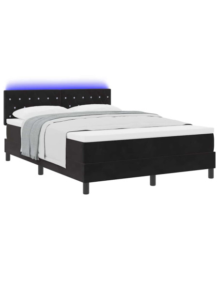 Letto a Sorgente LED con materasso Nero 140 x 200 cm Velluto