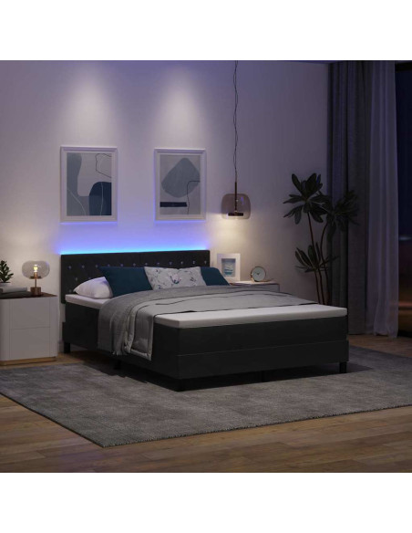 Letto a Sorgente LED con materasso Nero 140 x 200 cm Velluto