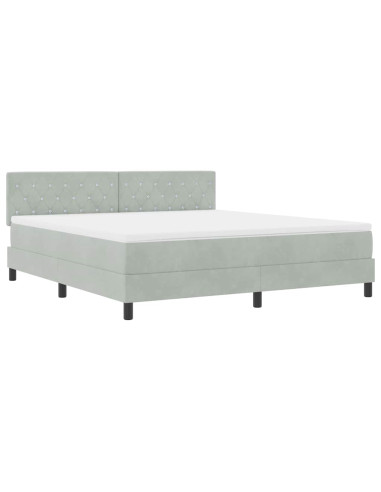 Letto a Sorgente LED con led Grigio chiaro 180 x 200 cm Velluto