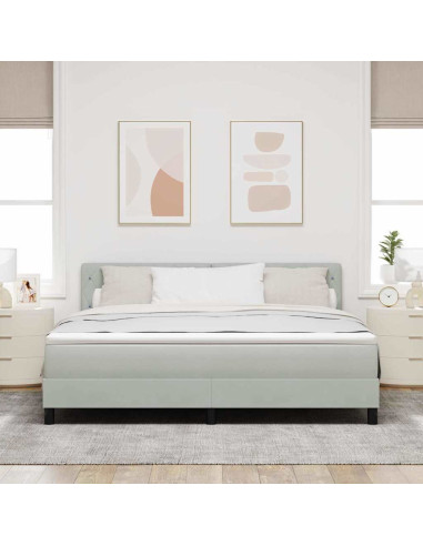 Letto a Sorgente LED con led Grigio chiaro 180 x 200 cm Velluto