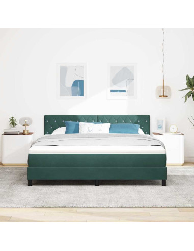 Letto a Sorgente LED con led Verde Scuro 180 x 200 cm Velluto