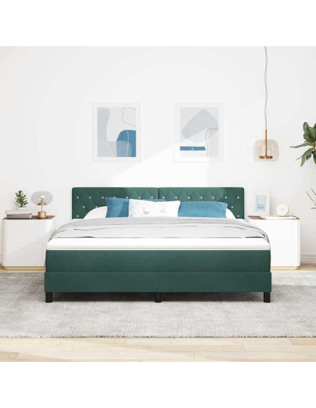 Letto a Sorgente LED con led Verde Scuro 180 x 200 cm Velluto