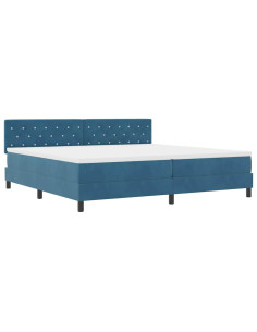 Letto a Sorgente LED Blu Scuro 200 x 200 cm Velluto 2