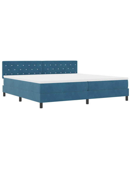 Letto a Sorgente LED Blu Scuro 200 x 200 cm Velluto