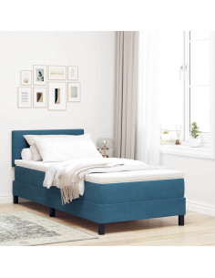 Letto a Sorgente LED con testiera Blu Scuro 80 x 200 cm Velluto