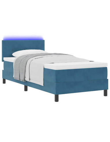 Letto a Sorgente LED con testiera Blu Scuro 80 x 200 cm Velluto