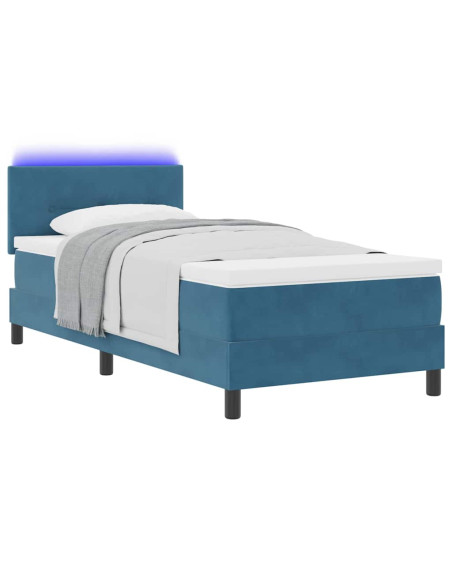 Letto a Sorgente LED con testiera Blu Scuro 80 x 200 cm Velluto
