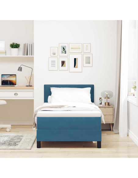 Letto a Sorgente LED con testiera Blu Scuro 80 x 200 cm Velluto