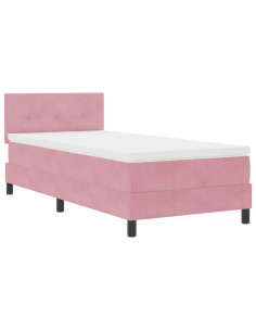 Letto a Sorgente LED con strisce LED Rosa 80 x 200 cm Velluto 2