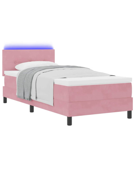 Letto a Sorgente LED con strisce LED Rosa 80 x 200 cm Velluto