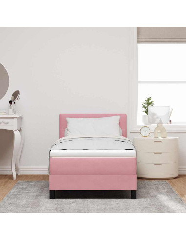 Letto a Sorgente LED con strisce LED Rosa 80 x 200 cm Velluto