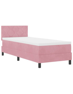 Letto a Sorgente LED con strisce LED Rosa 80 x 200 cm Velluto 2