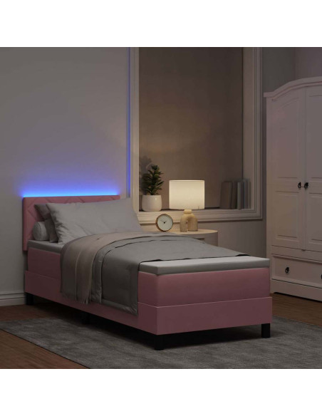 Letto a Sorgente LED con strisce LED Rosa 80 x 200 cm Velluto