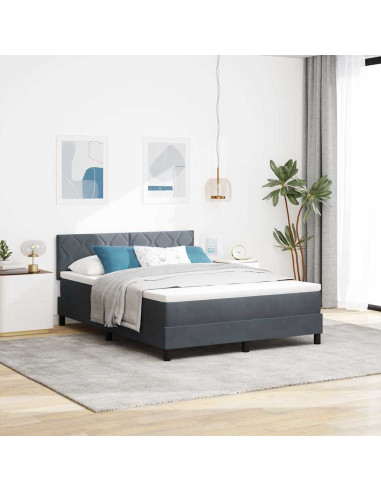Letto a Sorgente LED Grigio scuro 140 x 200 cm Velluto