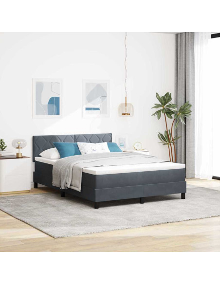 Letto a Sorgente LED Grigio scuro 140 x 200 cm Velluto