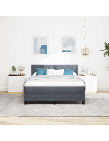 Letto a Sorgente LED Grigio scuro 140 x 200 cm Velluto