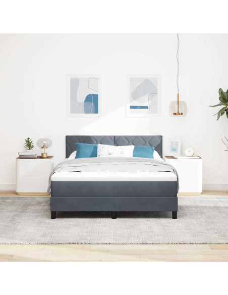 Letto a Sorgente LED Grigio scuro 140 x 200 cm Velluto
