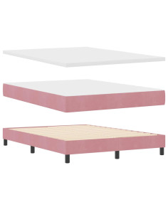 Letto a Sorgente LED con strisce LED Rosa 140 x 200 cm Velluto 2