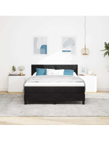 Letto a Sorgente LED con strisce LED Nero 160 x 200 cm Velluto