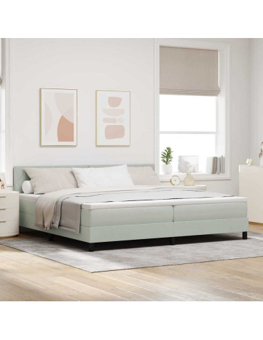 Letto a Sorgente LED Grigio chiaro 200 x 200 cm Velluto