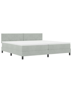 Letto a Sorgente LED Grigio chiaro 200 x 200 cm Velluto 2