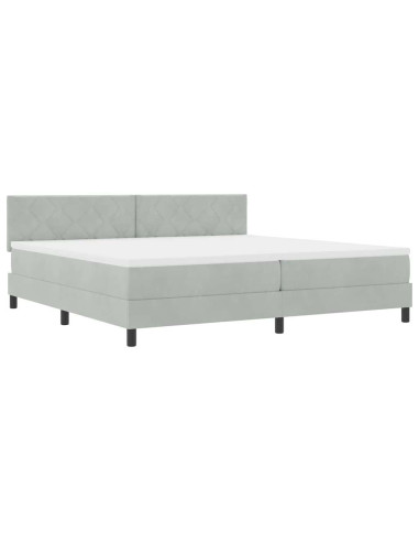 Letto a Sorgente LED Grigio chiaro 200 x 200 cm Velluto
