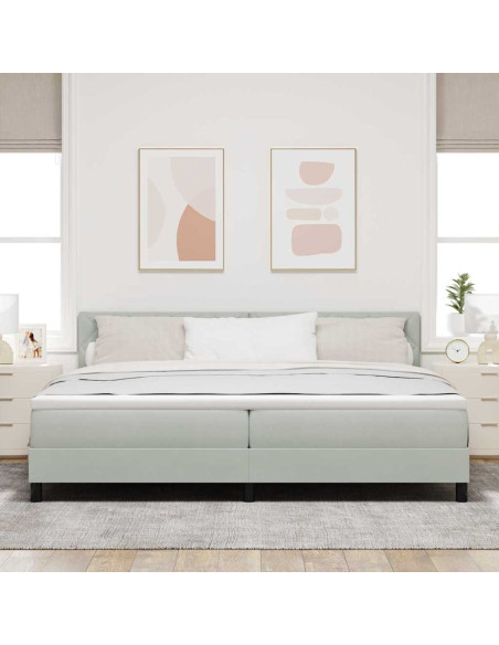 Letto a Sorgente LED Grigio chiaro 200 x 200 cm Velluto