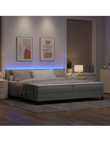 Letto a Sorgente LED Grigio chiaro 200 x 200 cm Velluto