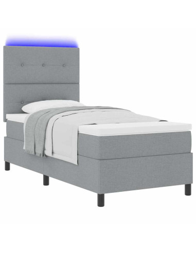 Letto a molle con testiera Grigio chiaro 100 x 200 cm Tessuto