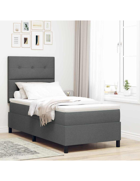 Letto a molle con strisce LED Grigio scuro 100 x 200 cm Tessuto